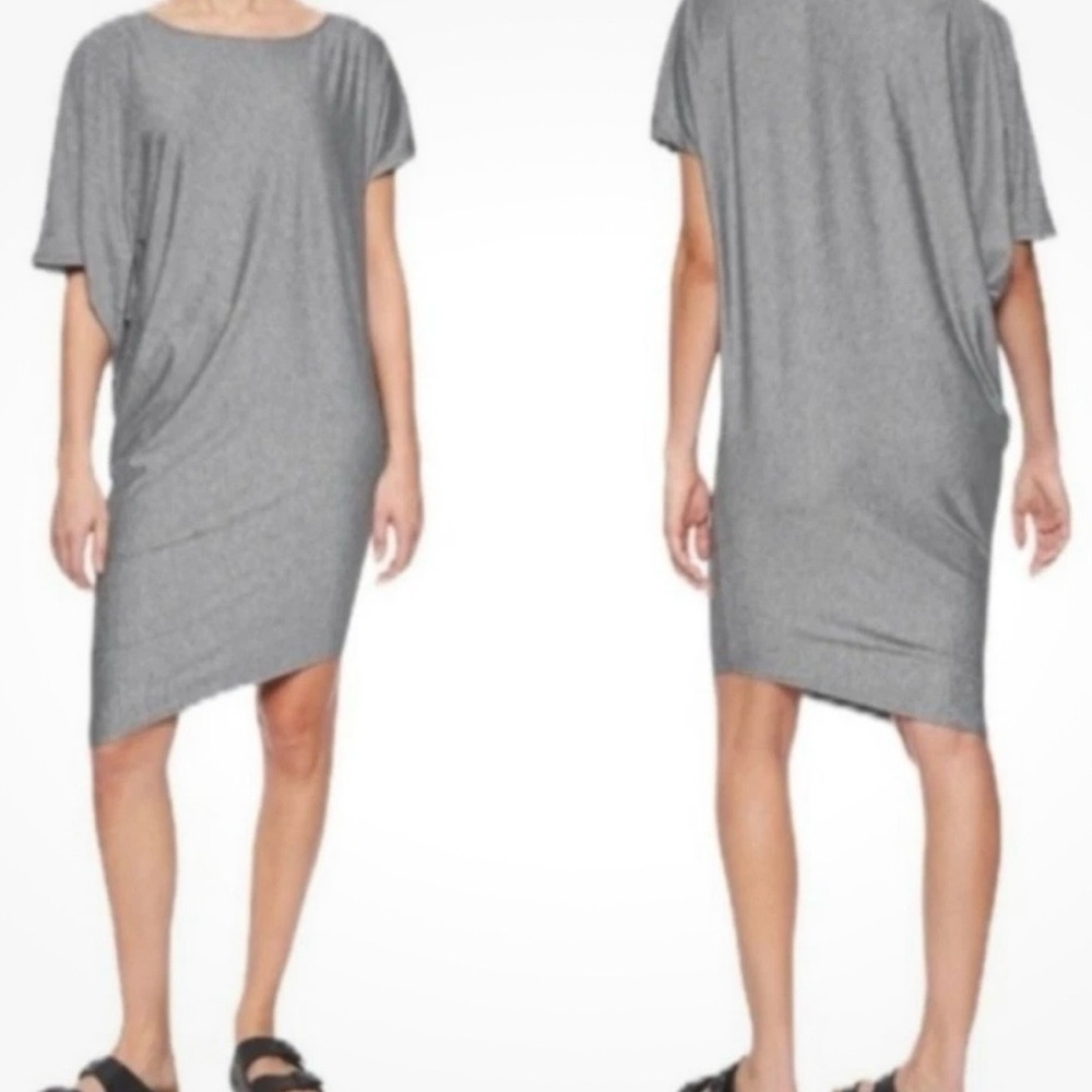 ATHLETA Sunlover Hilo Dress Gray Asymmetrical UPF 50+ Swimsuit Cover Beach Sz M